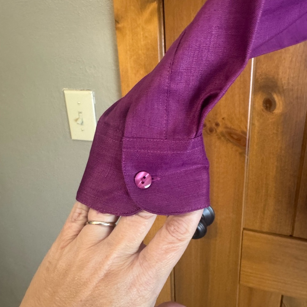 Westbound Vibrant Purple Long Sleeve Linen Shirt - Picture 4 of 10